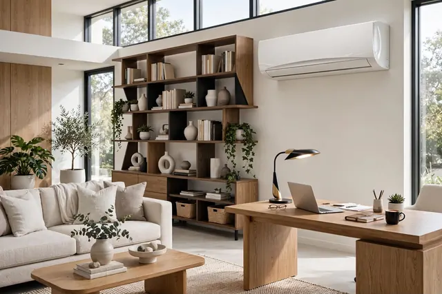 Espacio de trabajo climatizado con equipo split mural